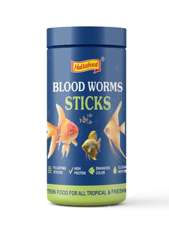 Hallofeed Blood Worms Sticks Fish Food, 100g