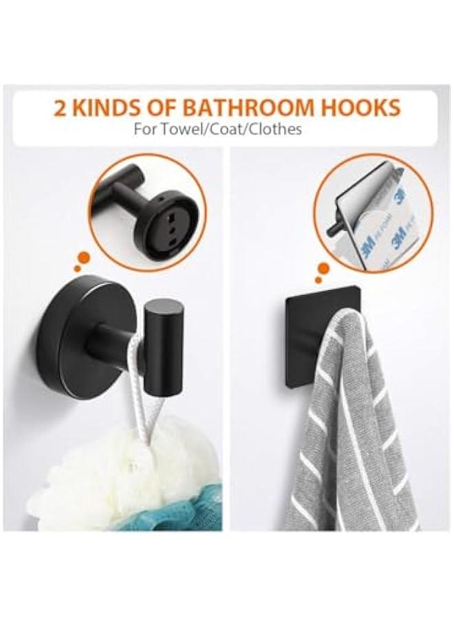 HOOKOR Bathroom Towel Rack Hardware Set, 5 Pcs Bathroom Hardware Set, Thick Stainless Steel Bath Towel Bar Set, Includes 16 Hand Towel Bar, Toilet Paper Holder 3 Robe Towel Hooks, Bathroom Accessories Kit - Image 4