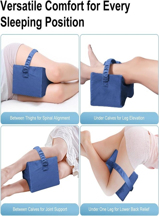 HOMBOX Knee Pillow for Side Sleepers, Memory Foam Leg Pillow Wedge Cushion for Side Sleeper, Sciatica, Pregnancy, Hip & Back Pain Relief - Washable Cover, Royal Blue I X12 - Image 3