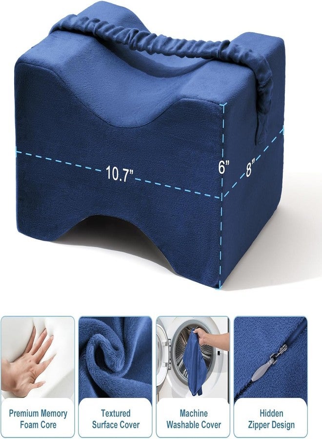 HOMBOX Knee Pillow for Side Sleepers, Memory Foam Leg Pillow Wedge Cushion for Side Sleeper, Sciatica, Pregnancy, Hip & Back Pain Relief - Washable Cover, Royal Blue I X12 - Image 2