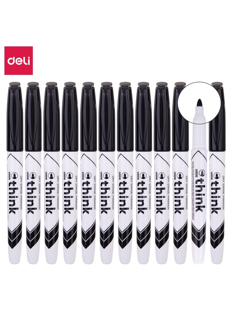 Deli EU00620 Whiteboard Marker BLACK 12pcs/box- ideal for office & classroom writing - Image 1