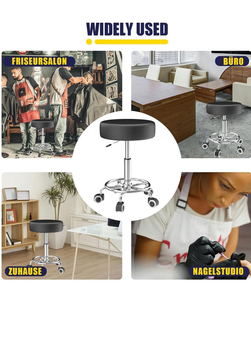 Generic Adjustable Height Chair 43cm-57cm Swivel Chair with Footrest for Body Relaxation Small Comfortable Lightweight PU Leather Chair with Wheels Swivel Chair for Work, Dressing Table - Image 5