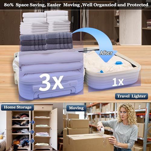 XIAQILAUS Vacuum Sealing Bags for Clothing Travel,Space Saver Vacuum Storage Bags with Wireless Air Pump (12 Combo Bags+Electric Pump) - Image 5