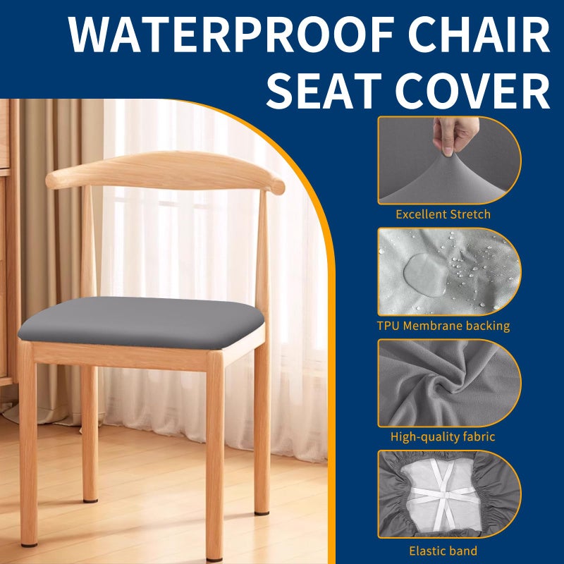 Fafua Waterproof Dining Chair Seat Covers Set of 6, Stretch Removable Dining Room Seat Covers for Dining Chairs, Kitchen, Hotel, Party - Image 3