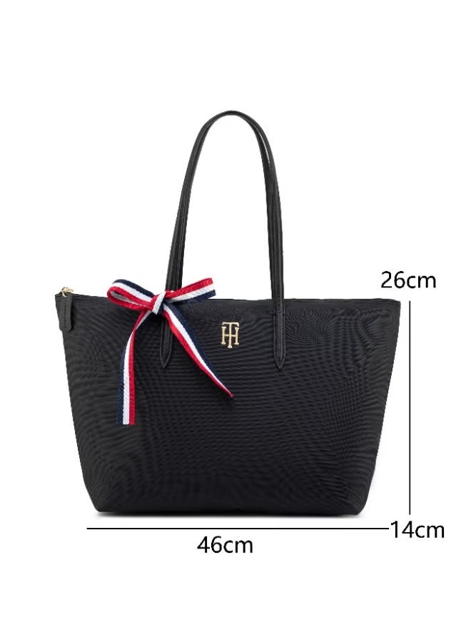 Tommy Hilfiger Denim Tommy Hilfiger Women's Tote Bags, Classic Fashion Versatile Signature Tape Large Capacity Shoulder Bag Handbag for Travel, Work, Gym, - Image 3