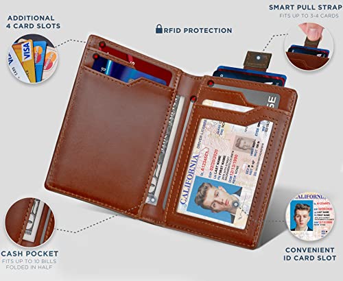 SERMAN BRANDS سيرمان براندز - محافظ للرجال نحيفة جلدية مع تقنية حجب RFID جيب أمامي مزدوج للسفر رفيع (أخضر عسكري 5.0) - Image 4