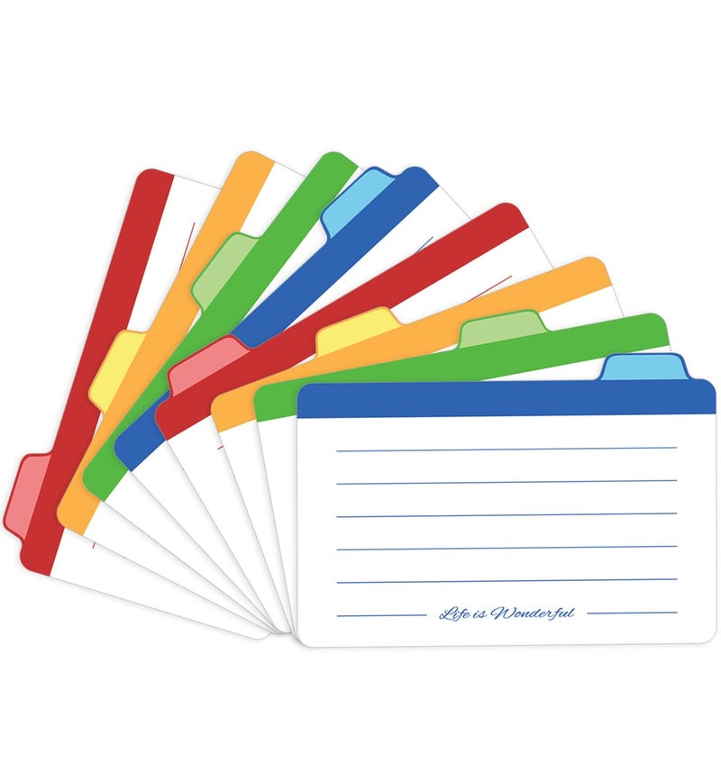 Neando Index Cards Guide Dividers 5x8 inches, The Blank Index Cards Guide, 1/4 Cut Tabbed Note Cards, File and Recipe Guides, 450gsm Paper, Assorted Colors, 20 Counts - Image 1