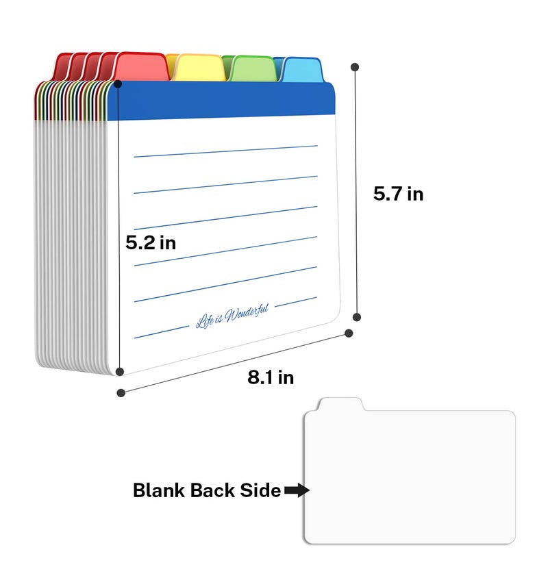 Neando Index Cards Guide Dividers 5x8 inches, The Blank Index Cards Guide, 1/4 Cut Tabbed Note Cards, File and Recipe Guides, 450gsm Paper, Assorted Colors, 20 Counts - Image 3