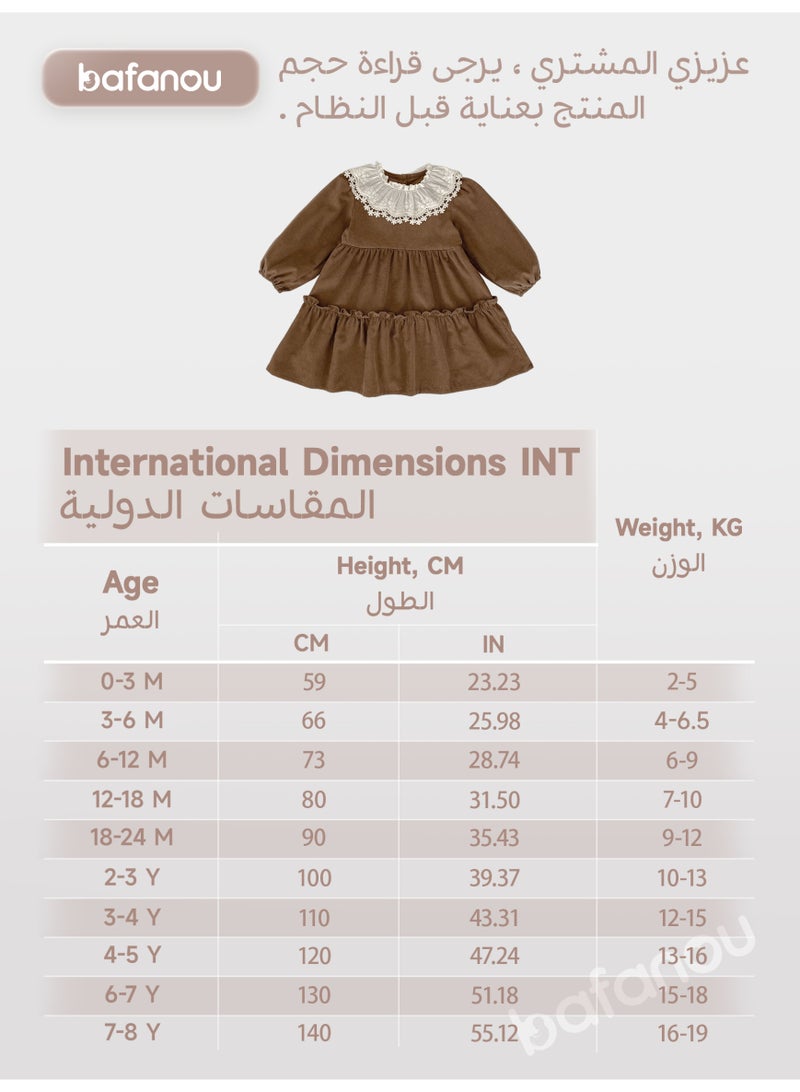 Bafanou Spring Female Baby Corduroy Long Sleeve Dresses infant Clothes  - Image 3