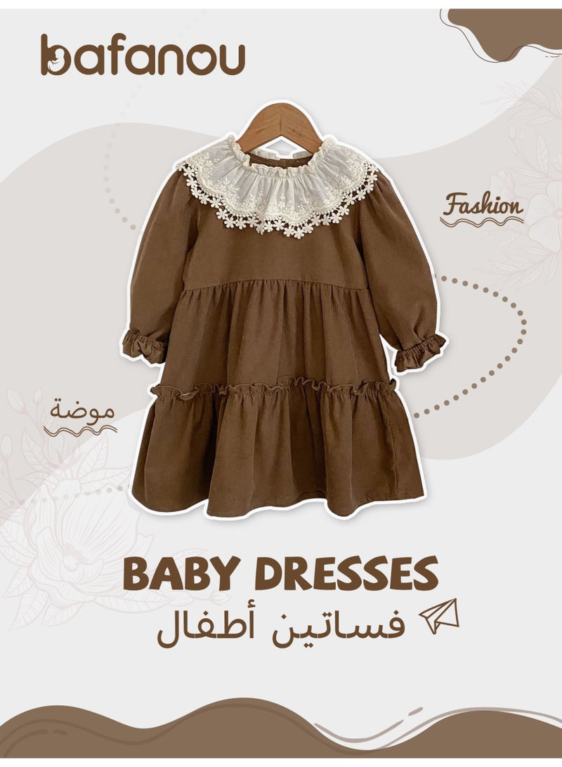 Bafanou Spring Female Baby Corduroy Long Sleeve Dresses infant Clothes  - Image 1