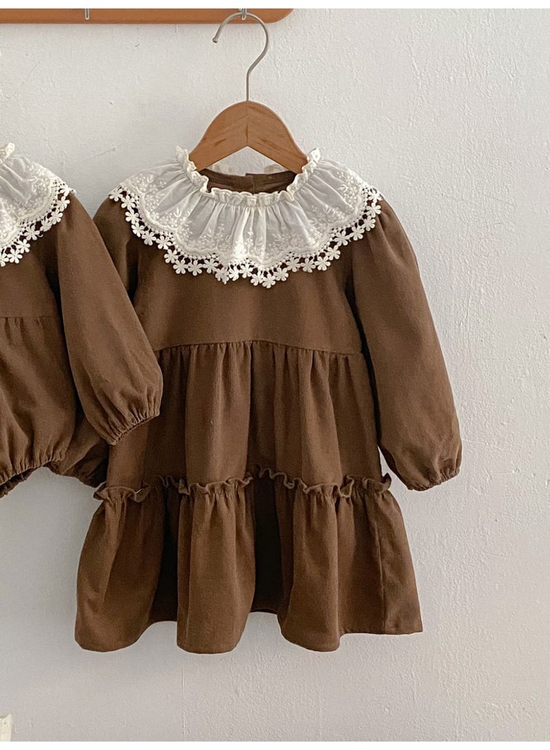 Bafanou Spring Female Baby Corduroy Long Sleeve Dresses infant Clothes  - Image 4