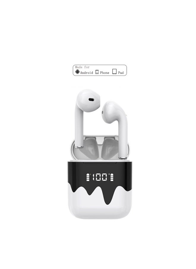 Generic Touch Wireless Bluetooth Headset Double Ear Stereo Life Waterproof Headset Power Display-Color:White  - Image 2