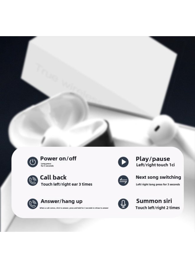 Generic Touch Wireless Bluetooth Headset Double Ear Stereo Life Waterproof Headset Power Display-Color:White  - Image 4
