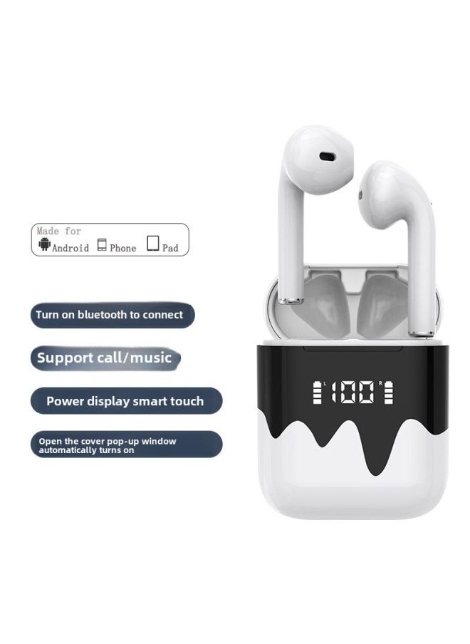 Generic Touch Wireless Bluetooth Headset Double Ear Stereo Life Waterproof Headset Power Display-Color:White  - Image 5