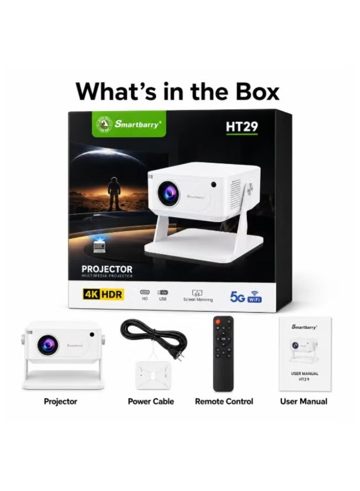 Smartberry Smartbarry HT29 Portable Mini Smart Projector with 4K HD, WiFi, Bluetooth, and Wireless Screen Mirroring - Image 5
