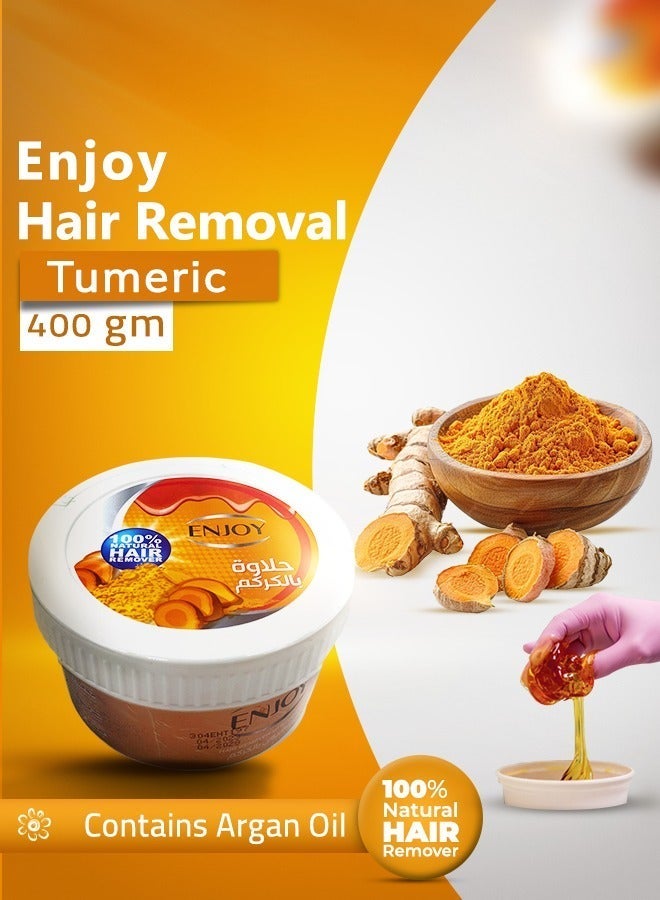 ENJOY Hair Remover Paste with Turmeric – 400g | 100% Natural Sugar Wax | Gentle & Nourishing Hair Removal | Smooth & Silky Skin | Long-Lasting Results | Enriched with Natural Turmeric Extract - Image 5