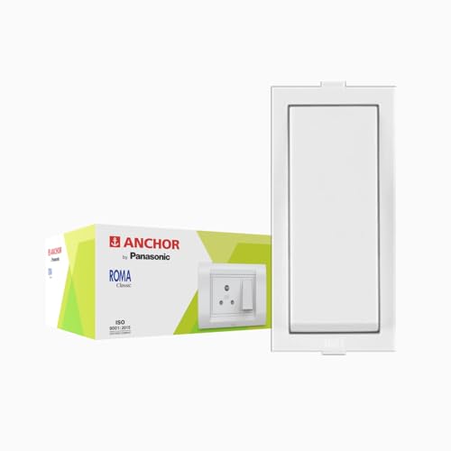 Anchor by Panasonic Roma Classic 20A 1 Way Switch for Electric Board, 1M Switch for Medium to Heavy Appliances (White, 21066) - Image 1