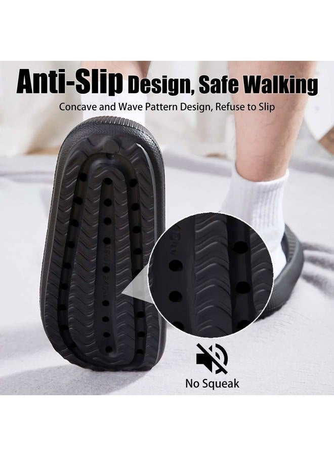 rosyclo Cloud Slippers for Women and Men, Pillow House Slippers Shower Shoes Indoor Slides Bathroom Sandals, Ultimate Comfort, Lightweight, Thick Sole, Non-Slip, Easy to Clean, Black, 16.5-17.5 Women - Image 4