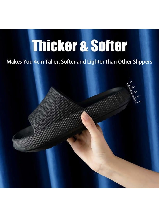 rosyclo Cloud Slippers for Women and Men, Pillow House Slippers Shower Shoes Indoor Slides Bathroom Sandals, Ultimate Comfort, Lightweight, Thick Sole, Non-Slip, Easy to Clean, Black, 16.5-17.5 Women - Image 3