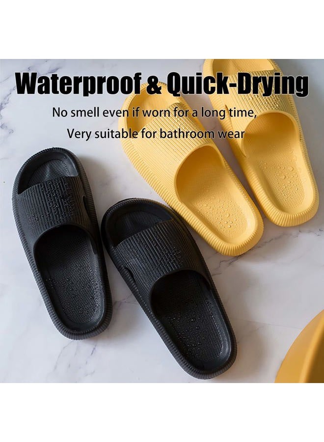 rosyclo Cloud Slippers for Women and Men, Pillow House Slippers Shower Shoes Indoor Slides Bathroom Sandals, Ultimate Comfort, Lightweight, Thick Sole, Non-Slip, Easy to Clean, Black, 16.5-17.5 Women - Image 5