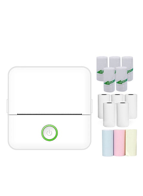 Mini Thermal Sticker Printer Machine Inkless Portable Thermal Printer BT Wireless Portable Phone Printer Sticky Note Printer for Notes Compatible with iOS/Android White