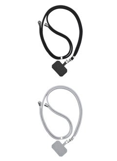 Generic Mobile phone lanyard 2-pack - 2 × adjustable neck straps, 2 × mobile phone patches, universal mobile phone multi-functional patch lanyard, compatible with most smartphones (black + gray)  - Image 1