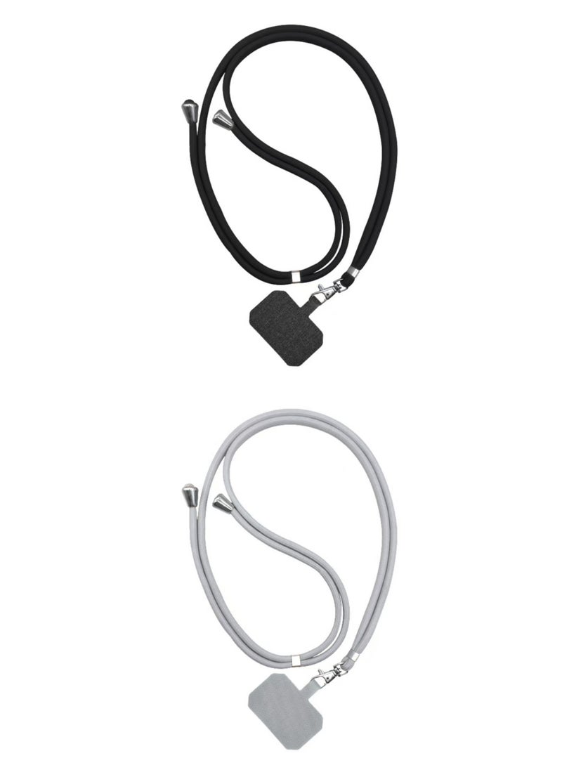 Generic - Mobile phone lanyard 2-pack - 2 × adjustable neck straps, 2 × mobile phone patches, universal mobile phone multi-functional patch lanyard, compatible with most smartphones (black + gray) - Image 1