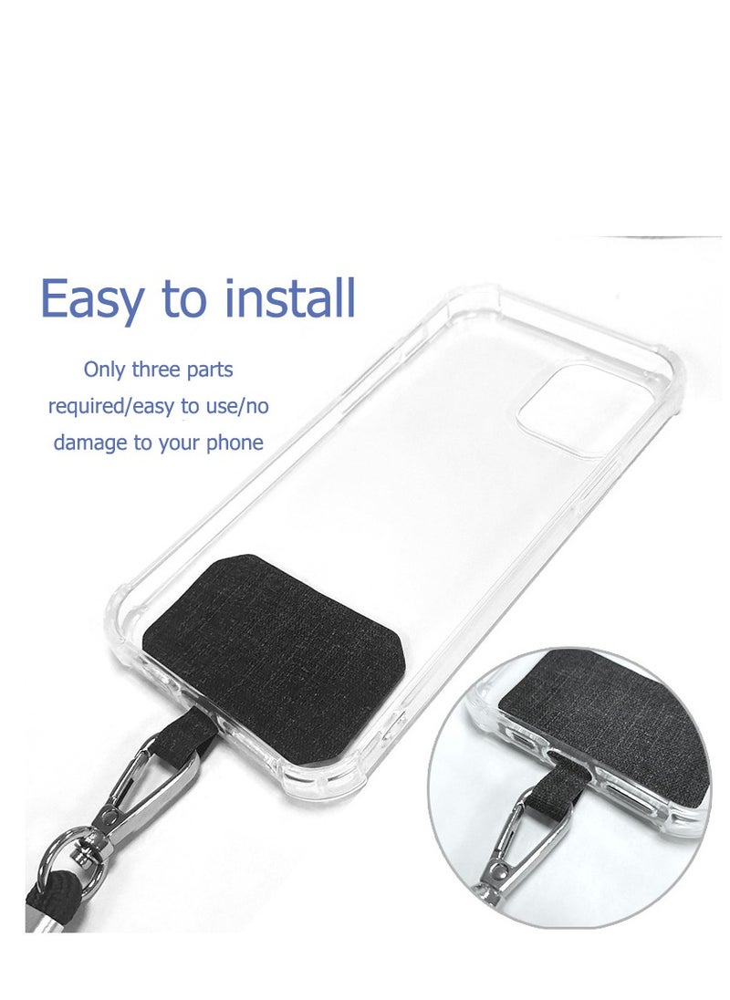 Generic - Mobile phone lanyard 2-pack - 2 × adjustable neck straps, 2 × mobile phone patches, universal mobile phone multi-functional patch lanyard, compatible with most smartphones (black + gray) - Image 1