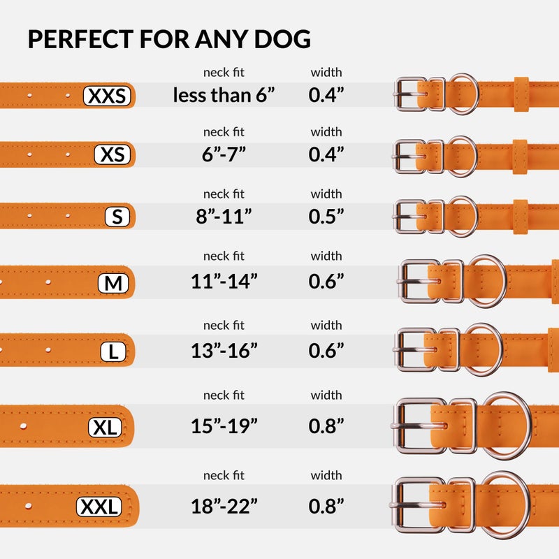 CollarDirect Rolled Leather Dog Collar, Soft Padded Round Puppy Collar, Handmade Genuine Leather Collar Dog Small Large Cat Collars 13 Colors (13-16 Inch, Orange Smooth) - Image 4
