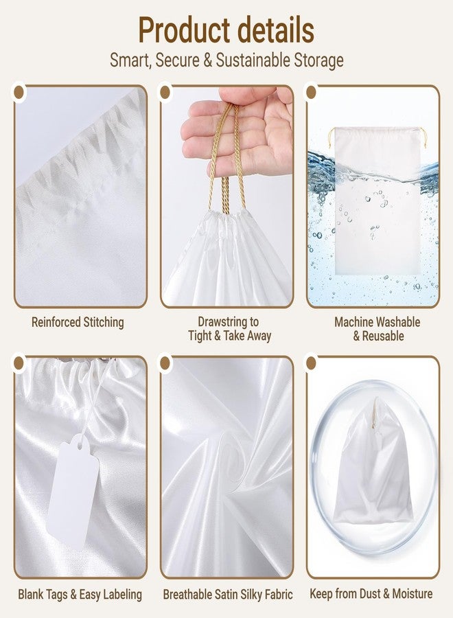 Ewen 11.8x15.7in Dust Bags for Shoes, 7 Pack of Dustproof Silky Bags with Drawstring for Sneakers Storage, White Satin Purse Storage Bags, Pouches Covers for Travel, Dust Cover Bag for Luxury Wallet - Image 4
