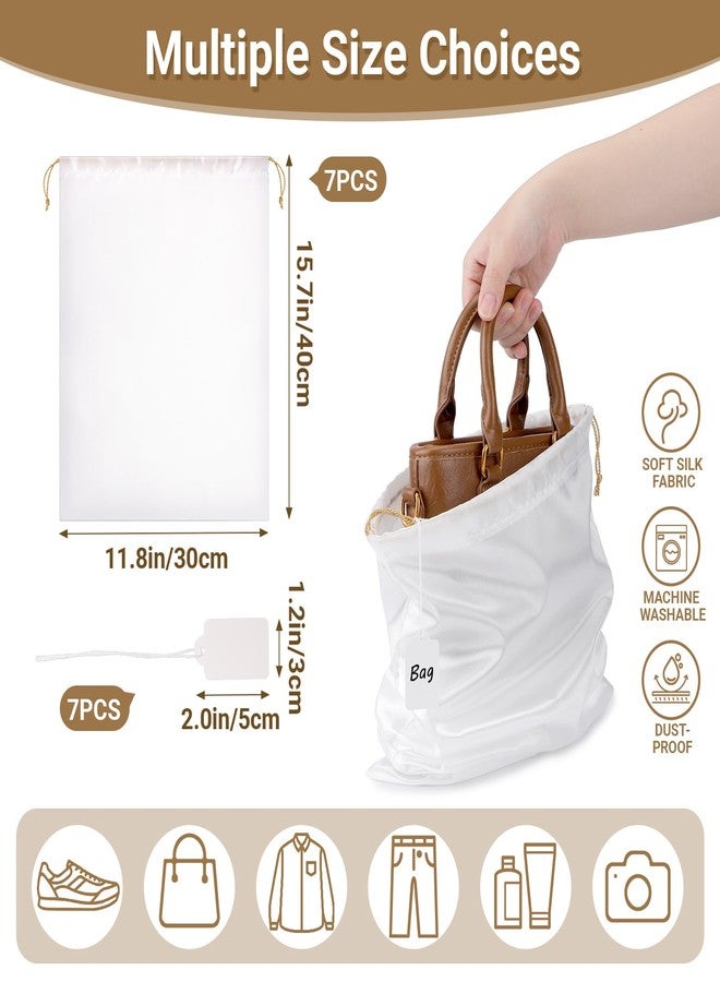 Ewen 11.8x15.7in Dust Bags for Shoes, 7 Pack of Dustproof Silky Bags with Drawstring for Sneakers Storage, White Satin Purse Storage Bags, Pouches Covers for Travel, Dust Cover Bag for Luxury Wallet - Image 2