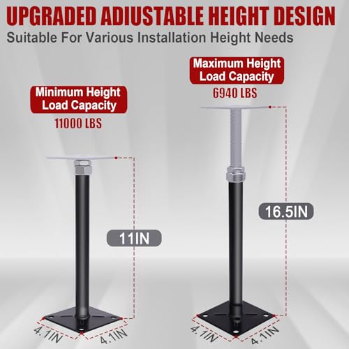 Zejoot Adjustable House Floor Jacks 4 PCS Post Floor Joist Jacks for Leveling 11 165 Height Adjust Range Telescoping Screw Jacks for Temporary Support 11000 lbs Max Load Capacity Each - Image 3