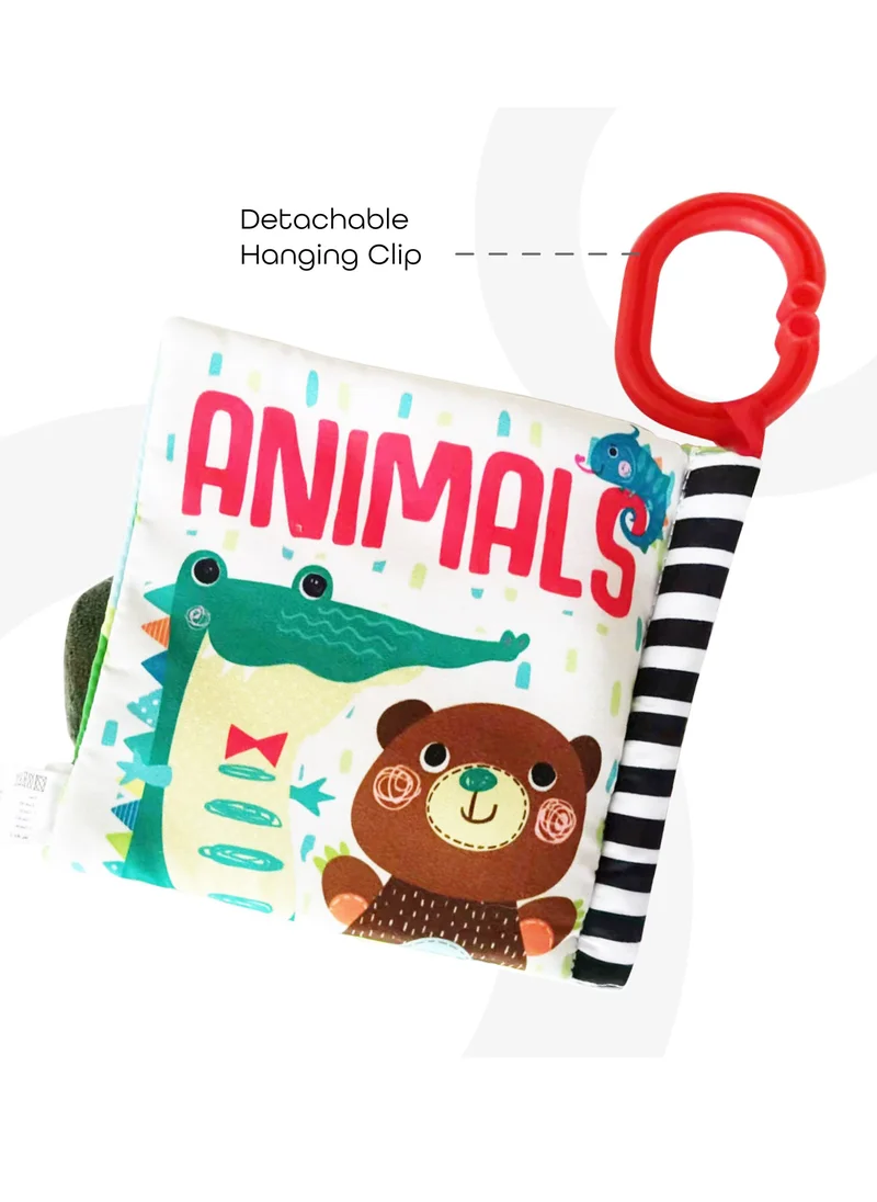 مون Cloth Book for Baby – Educational Toy Animal Book with Detachable Clip-Animals