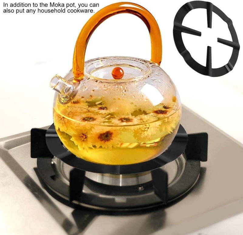 Universal Heat Diffuser for Gas Stove – Steel Coffee Pot Holder | Anti-Slip Support Rack | Distributes Heat Evenly & Prevents Tipping (Black (one piece)) - Image 2