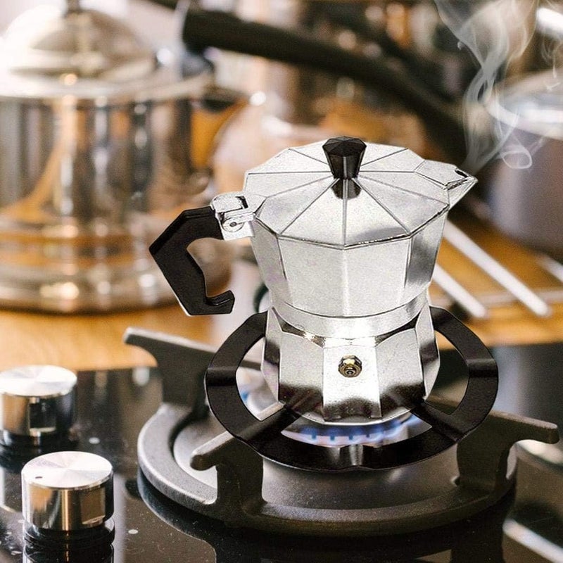 Universal Heat Diffuser for Gas Stove – Steel Coffee Pot Holder | Anti-Slip Support Rack | Distributes Heat Evenly & Prevents Tipping (Black (one piece)) - Image 1