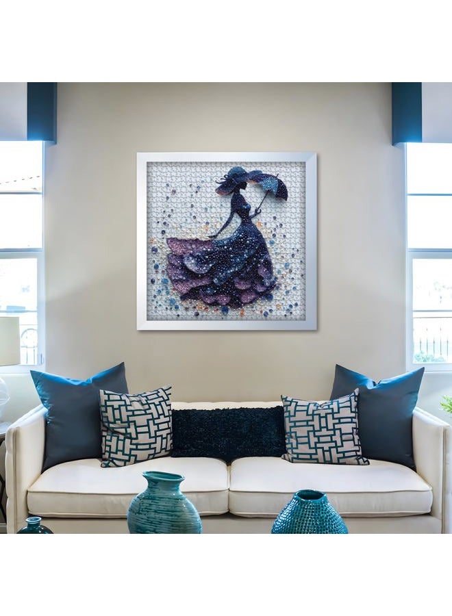 PICKFORU Elegant Lady Puzzles for Adults 1000 Pieces, Woman gems Puzzle Beaded Art Featuring Dress Umbrella, Impossible Jewel Aesthetic Jigsaw Puzzle, Hard Difficult Challenge for Woman - Image 5