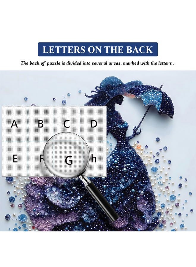PICKFORU Elegant Lady Puzzles for Adults 1000 Pieces, Woman gems Puzzle Beaded Art Featuring Dress Umbrella, Impossible Jewel Aesthetic Jigsaw Puzzle, Hard Difficult Challenge for Woman - Image 4