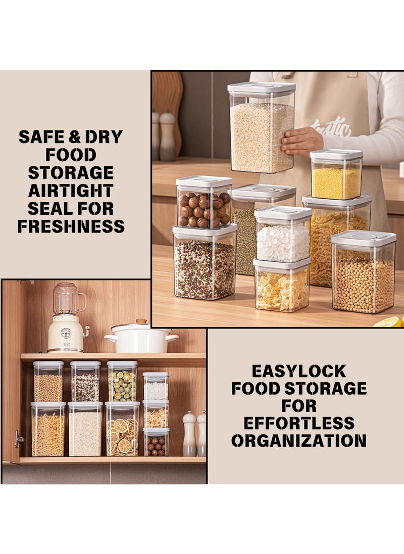 SPARK IT HOME - Food Storage Containers One Button Press Opening Pop Design Airtight Leak Proof Stackable Easy Lock Set of 3 Transparent With Grey Lid For Dry and Wet Ingredients (2280 ml) - Image 1