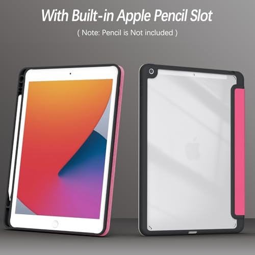 Xkladz Case for iPad 9th / 8th / 7th Generation (2021/2020/2019) 10.2 inch, Case with Pencil Holder, Stand Clear Back Cover Cute Cool Design for Women Girls, Auto Sleep/Wake, Rose Red Book - Image 4