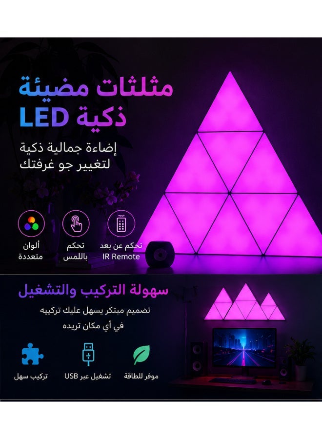 Smart RGB LED Triangle Wall Lights Kit – Modular Touch Sensitive Light Panels, 16 Million Colors, DIY Decorative Gaming Room & Bedroom Wall Lighting with Remote Control - Image 1