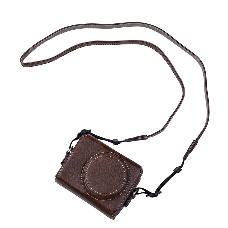 BolinUS Premium PU Leather FullBody Camera Case Bag Cover for Sony ZV-1 ZV1 With Neck Strap (Brown) - Image 4