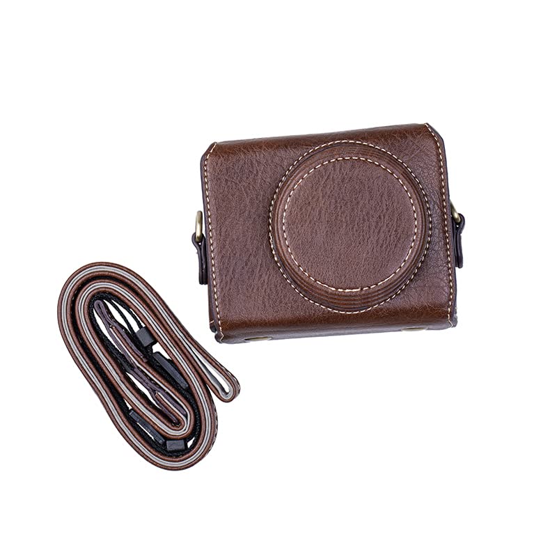 BolinUS Premium PU Leather FullBody Camera Case Bag Cover for Sony ZV-1 ZV1 With Neck Strap (Brown) - Image 3