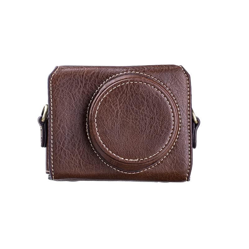 BolinUS Premium PU Leather FullBody Camera Case Bag Cover for Sony ZV-1 ZV1 With Neck Strap (Brown) - Image 2