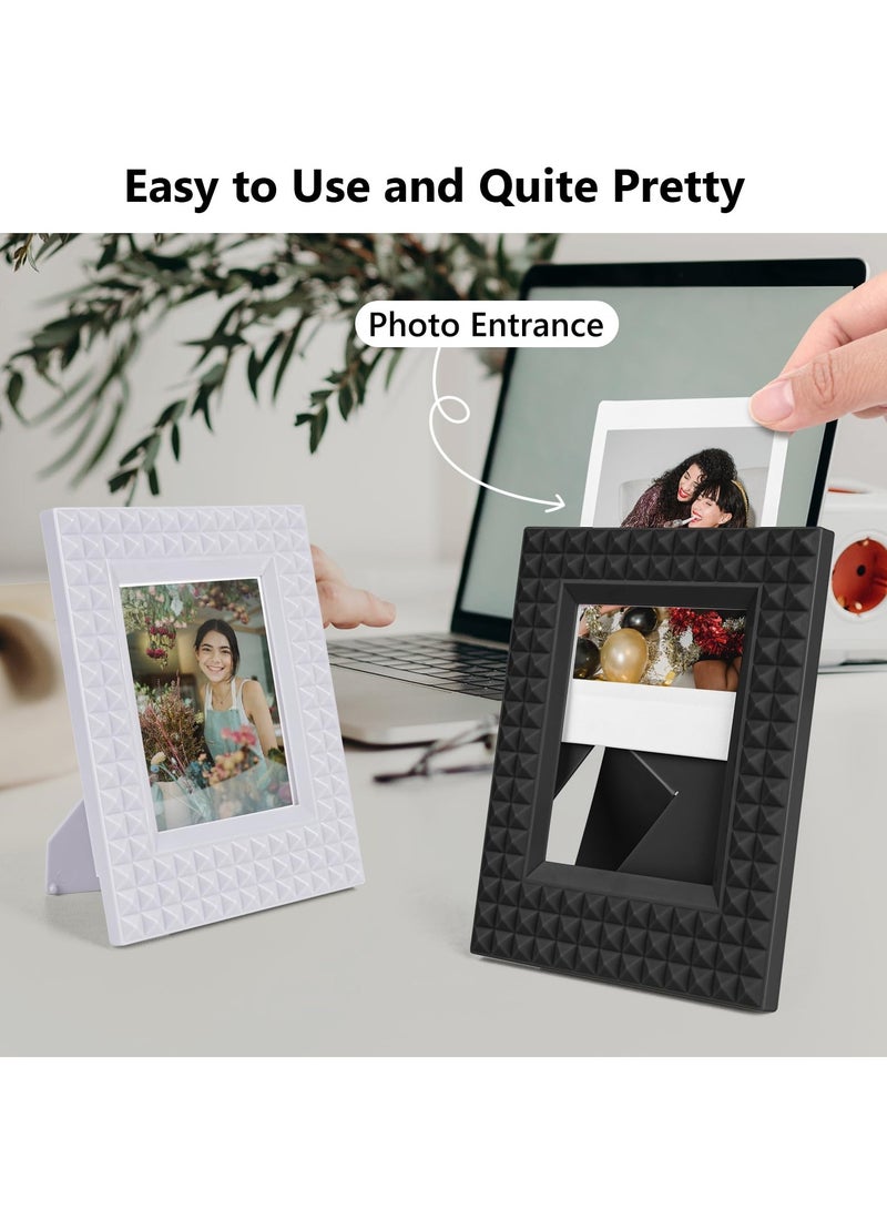 Excefore 2x3 Photo Frame, 6 Pack Mini Plastic Picture Frame Compatible with Fujifilm Instax/Polaroid 2 x 3 inch Film, Photo Display Set For Fuji Instax Film Frame (Black + White)  - Image 5