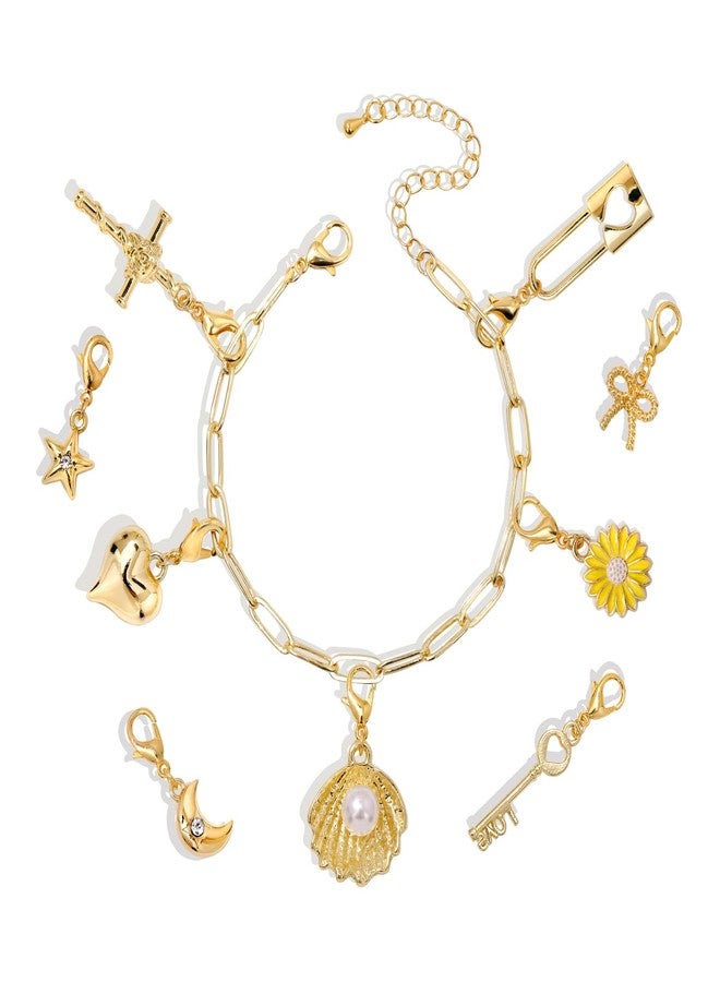 Raicegs Charm Bracelet for Women Gold Bracelet Chain Link Bracelet Summer Beach Jewelry Gift for Women - Image 1