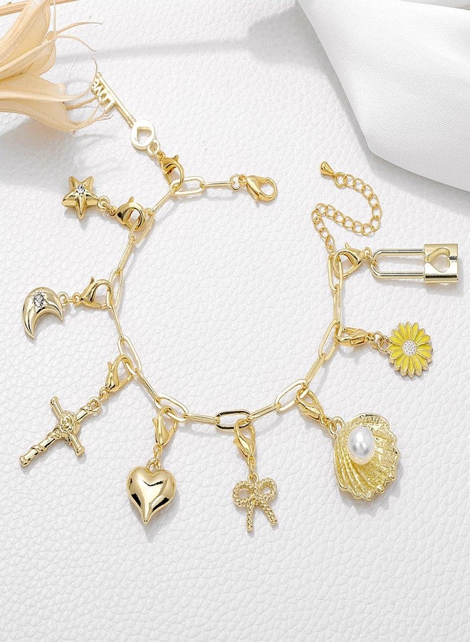 Raicegs Charm Bracelet for Women Gold Bracelet Chain Link Bracelet Summer Beach Jewelry Gift for Women - Image 4