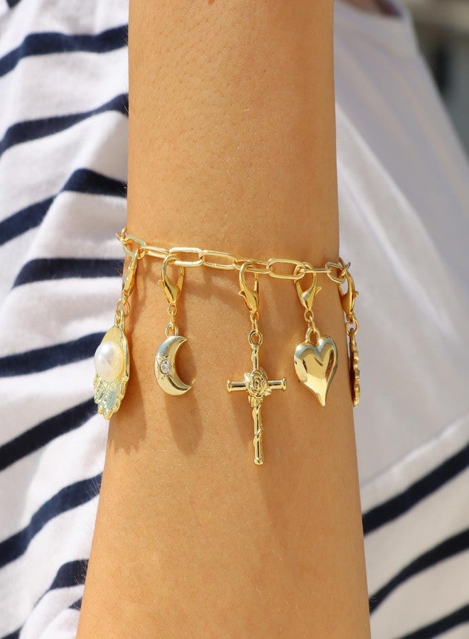 Raicegs Charm Bracelet for Women Gold Bracelet Chain Link Bracelet Summer Beach Jewelry Gift for Women - Image 2