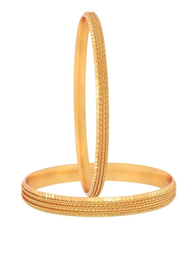 KENNICE Combo Of Designer Victoria Bangles, Pearls Bangles, Trendy Gold Plated and Coinage Bangles - Pack Of 08 - Image 5