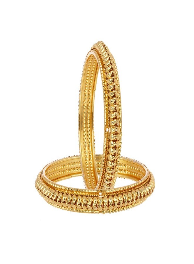 KENNICE Combo Of Designer Victoria Bangles, Pearls Bangles, Trendy Gold Plated and Coinage Bangles - Pack Of 08 - Image 4