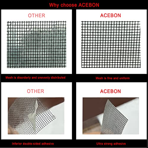 ACEBON Window Screen Repair Tape, 2"x80" - Strong Adhesive Mesh Patch Kit for Window Door Tears & Holes (Grey) - Image 2